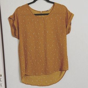 Pink Rose Mustard Yellow Blouse SZ M